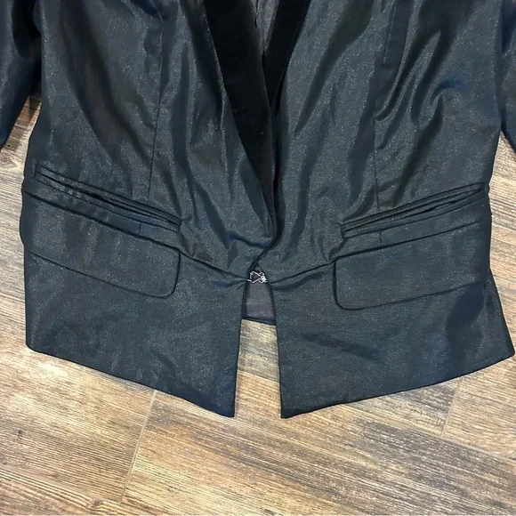Guess Jeans Black Satin Blazer w/ Velvet Lapel – Women’s Large - Picture 2 of 8